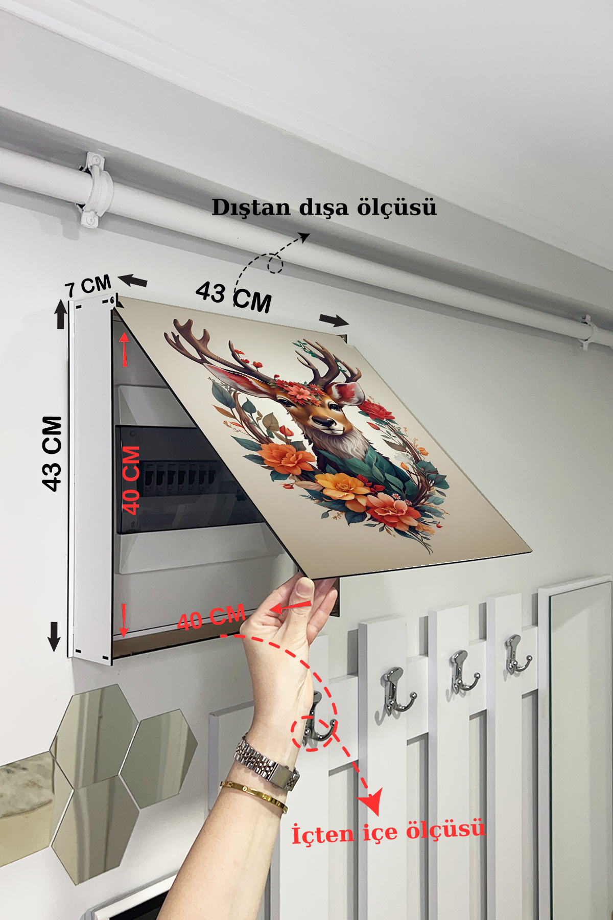 Sanatsal Ceylan Temalı Ahşap Sigorta Saklama Kutusu
