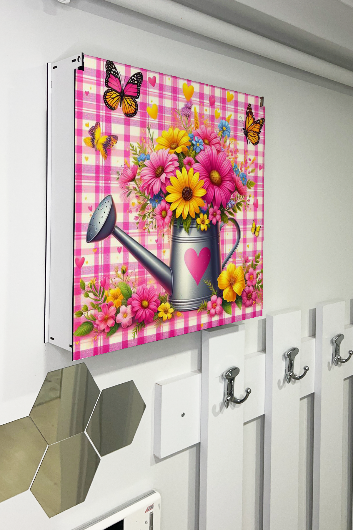 Vazo Görünümlü Çiçek Sulama Temalı Ahşap Sigorta Saklama Kutusu