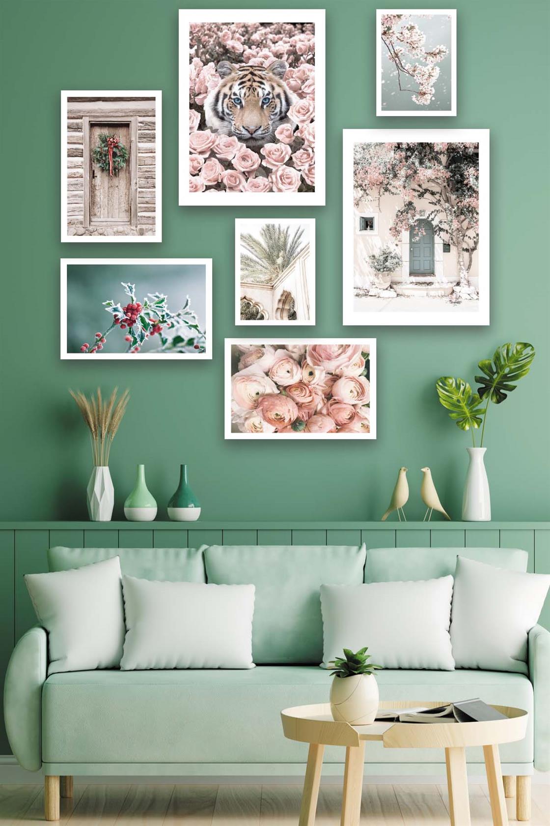 Kaplan Ve Gül Temalı Tablo Seti