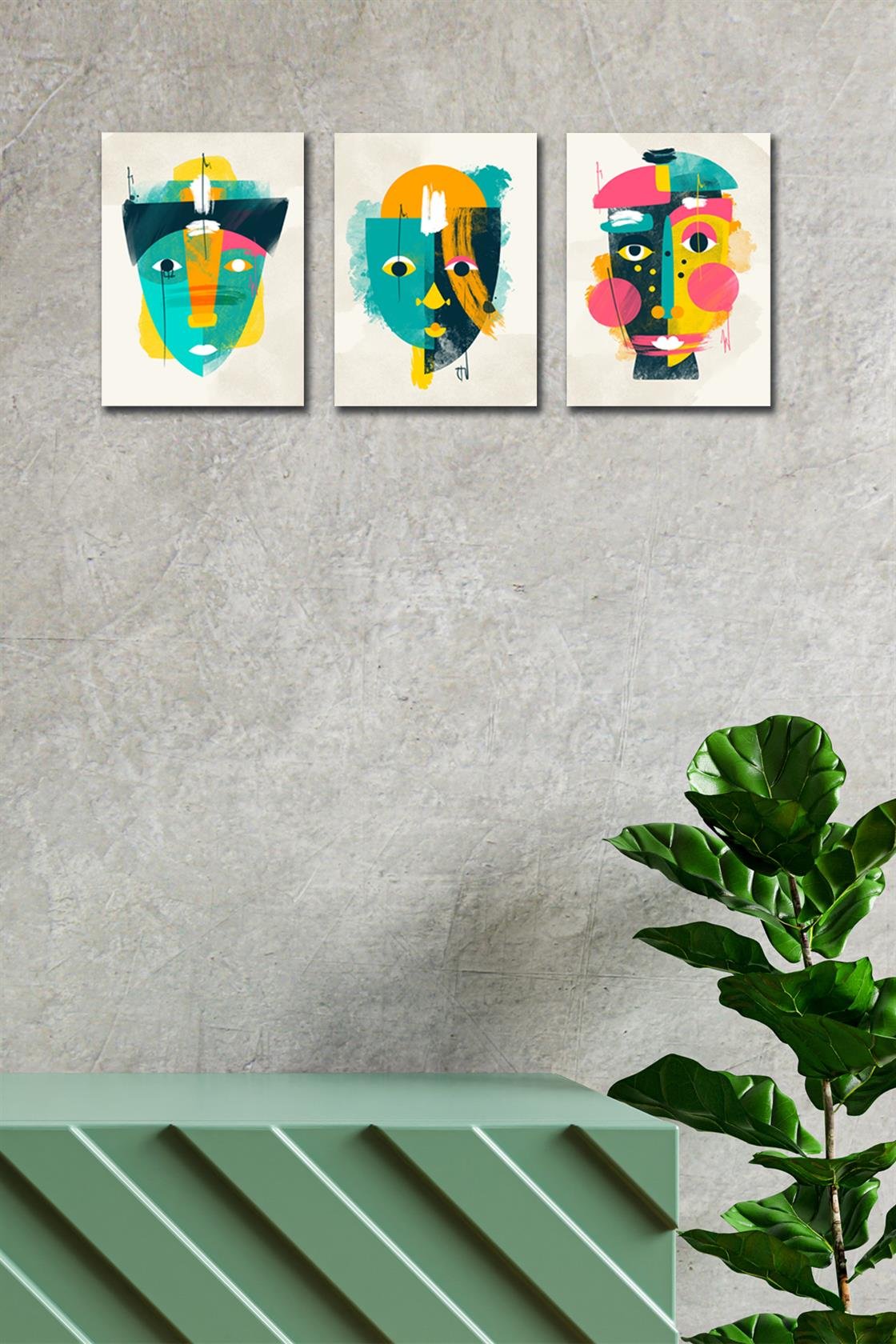 3 Parça Afrika Suliet Tablo Seti