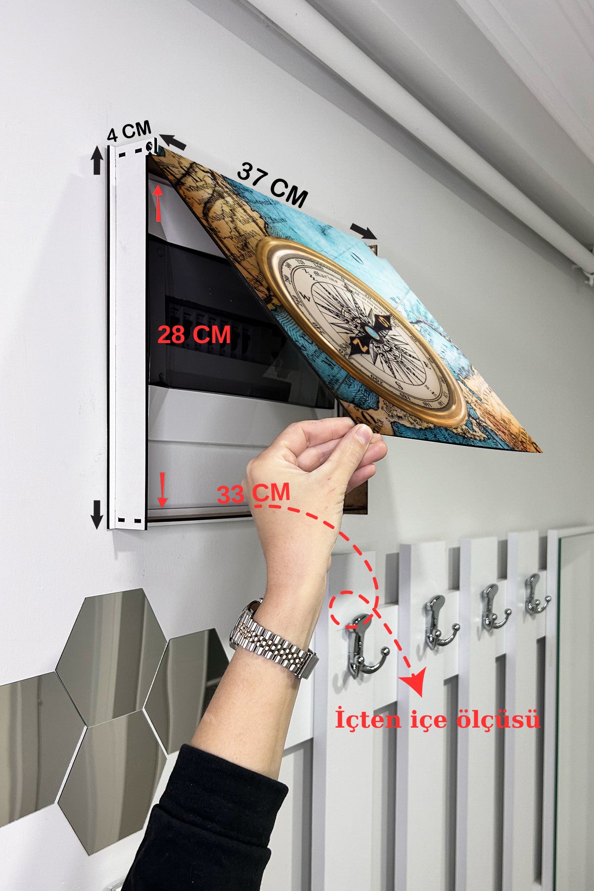 Pusula Görünümlü Ahşap Sigorta Saklama Kutusu