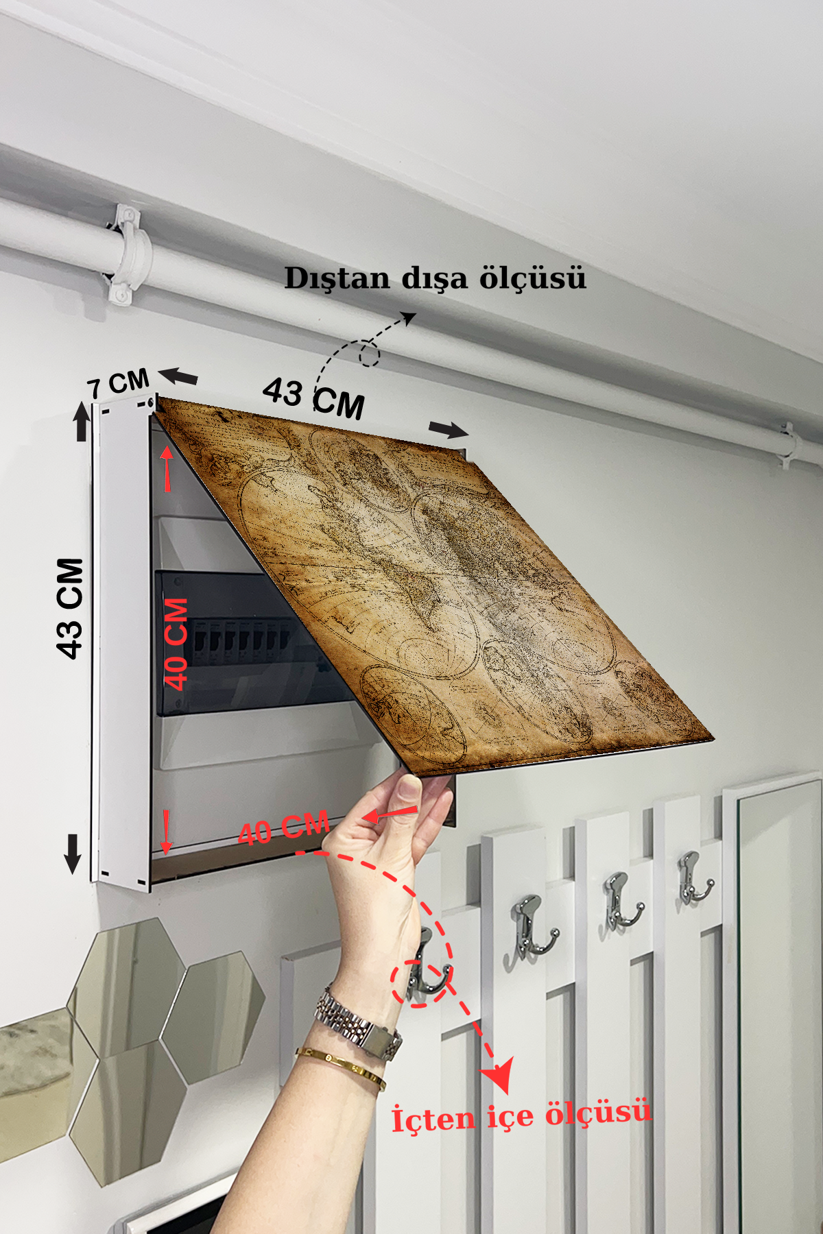 Piri Reis Harita Temalı Ahşap Sigorta Saklama Kutusu