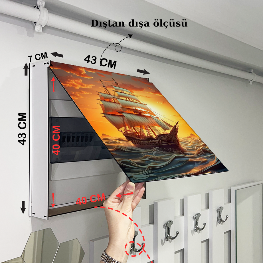 Gün Batımı Ve Yelkenli Gemi Temalı Ahşap Sigorta Saklama Kutusu