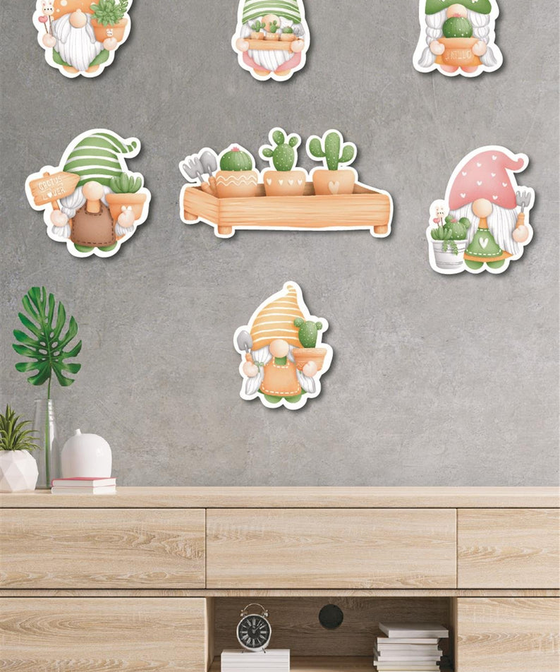 7 Parça Cüce Kaktüs Ahşap Mdf Lazer Kesim Uv Baskı Seti