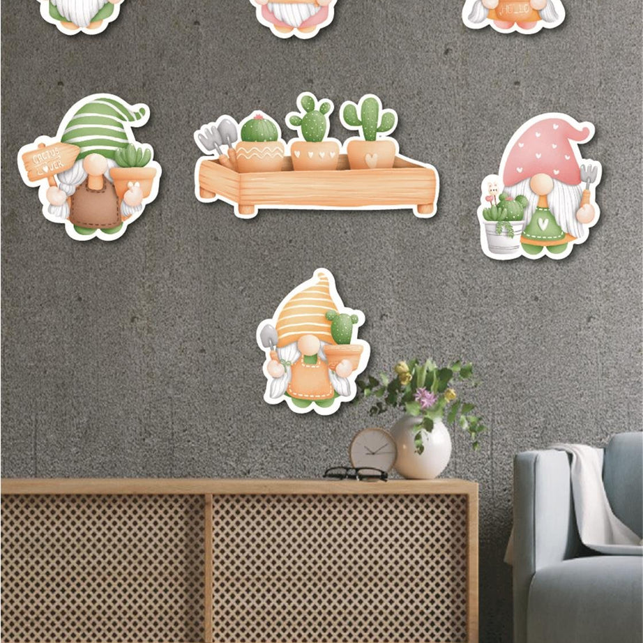 7 Parça Cüce Kaktüs Ahşap Mdf Lazer Kesim Uv Baskı Seti