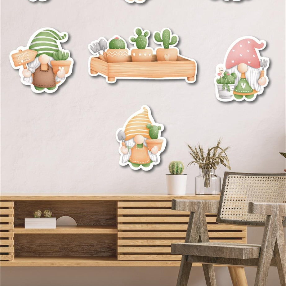 7 Parça Cüce Kaktüs Ahşap Mdf Lazer Kesim Uv Baskı Seti