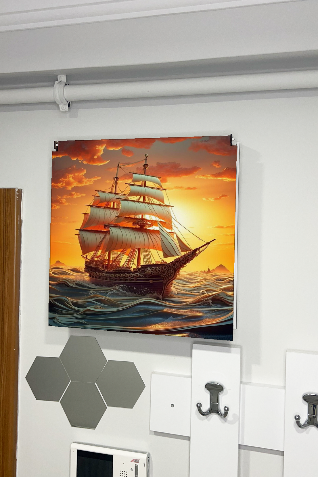 Gün Batımı Ve Yelkenli Gemi Temalı Ahşap Sigorta Saklama Kutusu