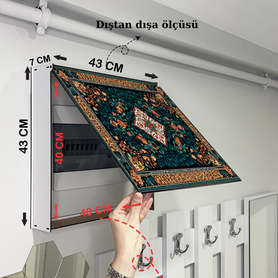Etnik Desenli  Duvar Halısı Temalı Ahşap Sigorta Saklama Kutusu