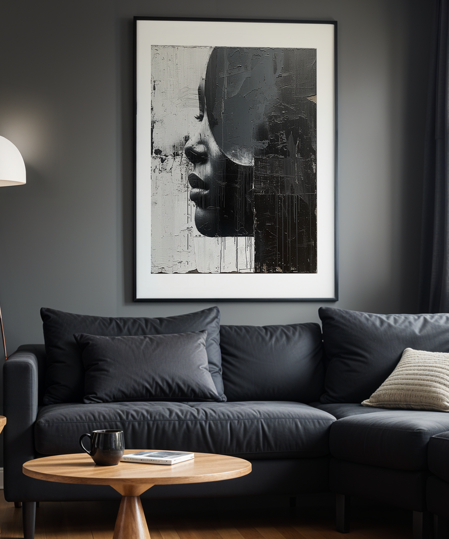 Textured Mind Siyah Çerçeveli Tek Parça Ahşap Tablo