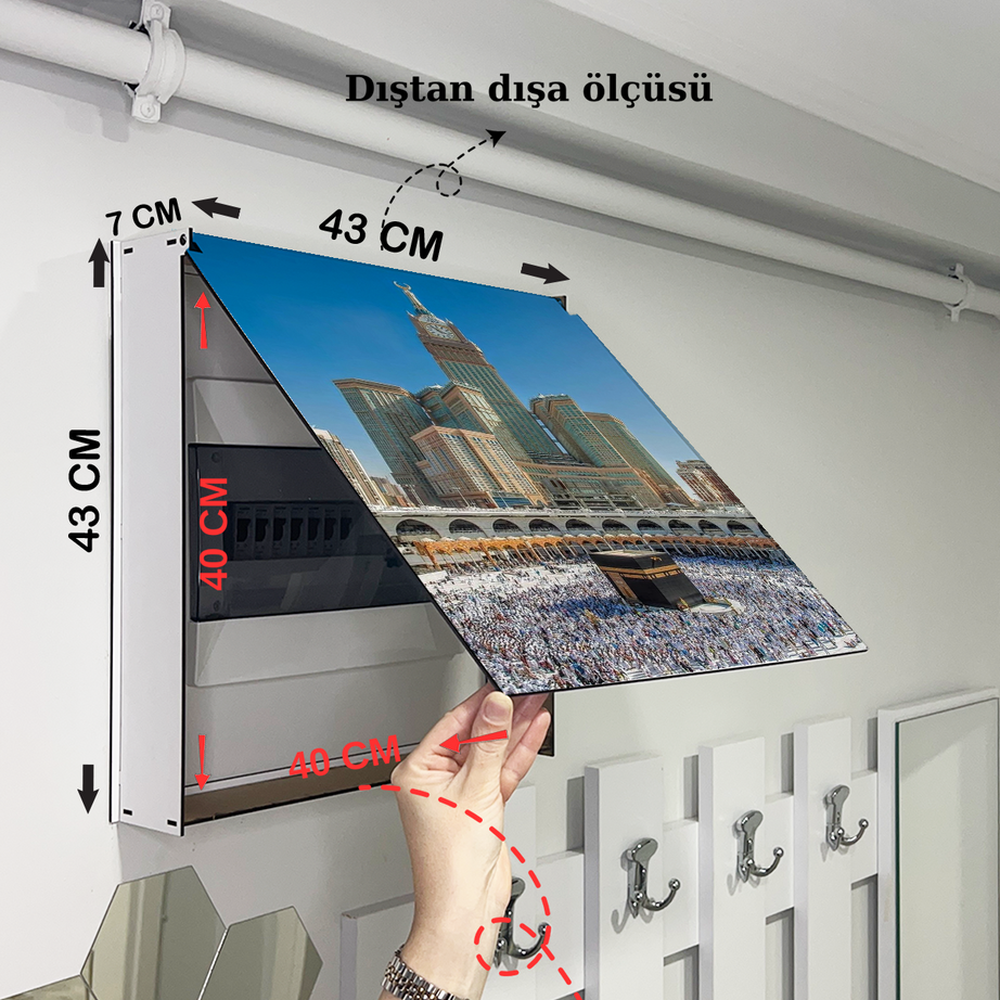 Kâbe Mescid-i Harâm Mekke Temalı Ahşap Sigorta Saklama Kutusu