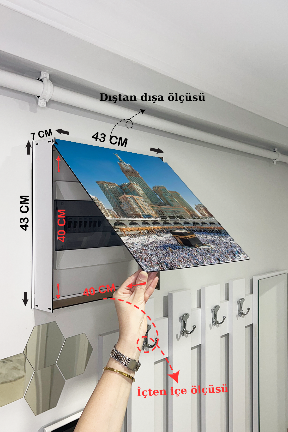 Kâbe Mescid-i Harâm Mekke Temalı Ahşap Sigorta Saklama Kutusu
