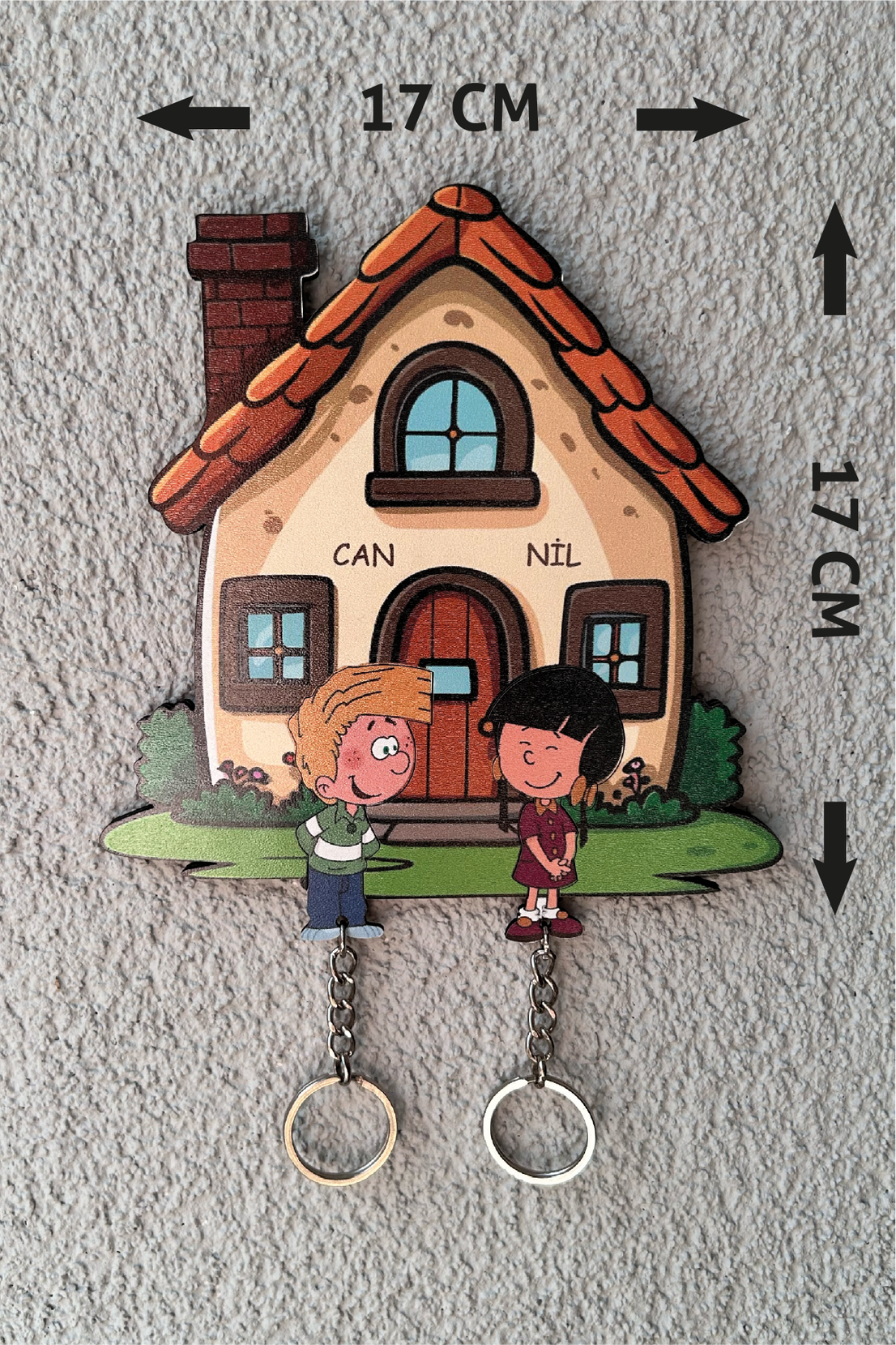 Kişiye Özel Çift & Aile İsimli Duvar Askılı Ahşap Anahtarlık