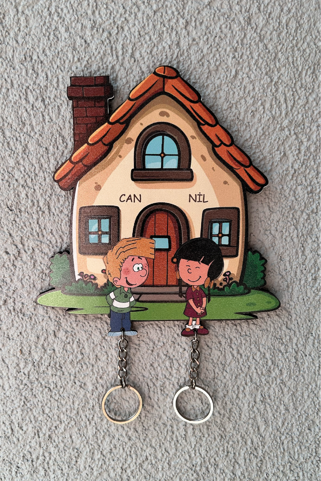 Kişiye Özel Çift & Aile İsimli Duvar Askılı Ahşap Anahtarlık