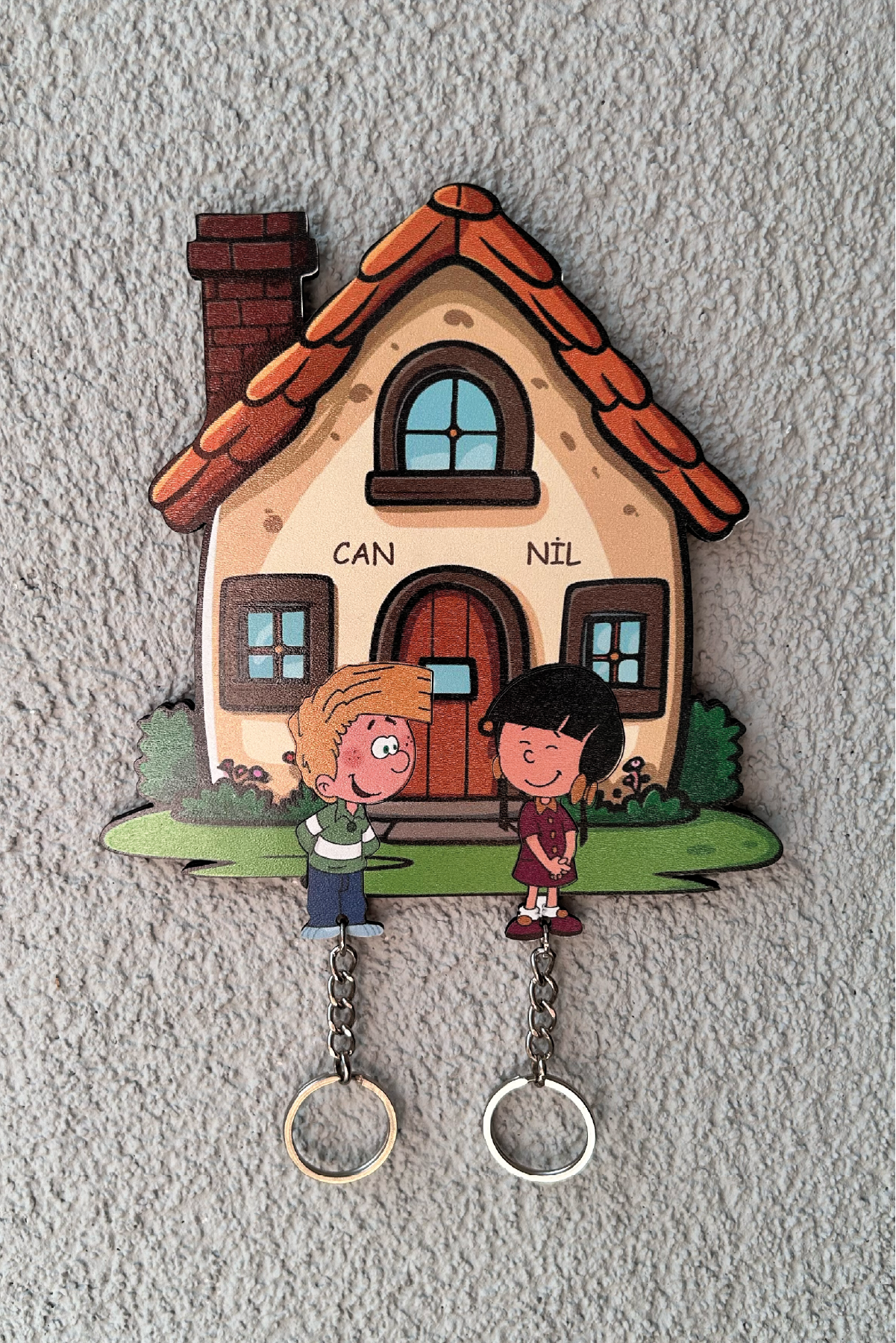 Kişiye Özel Çift & Aile İsimli Duvar Askılı Ahşap Anahtarlık