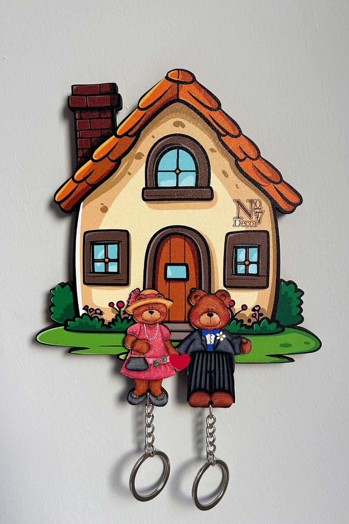 Kişiye Özel Çift & Aile İsimli Duvar Askılı Ahşap Anahtarlık