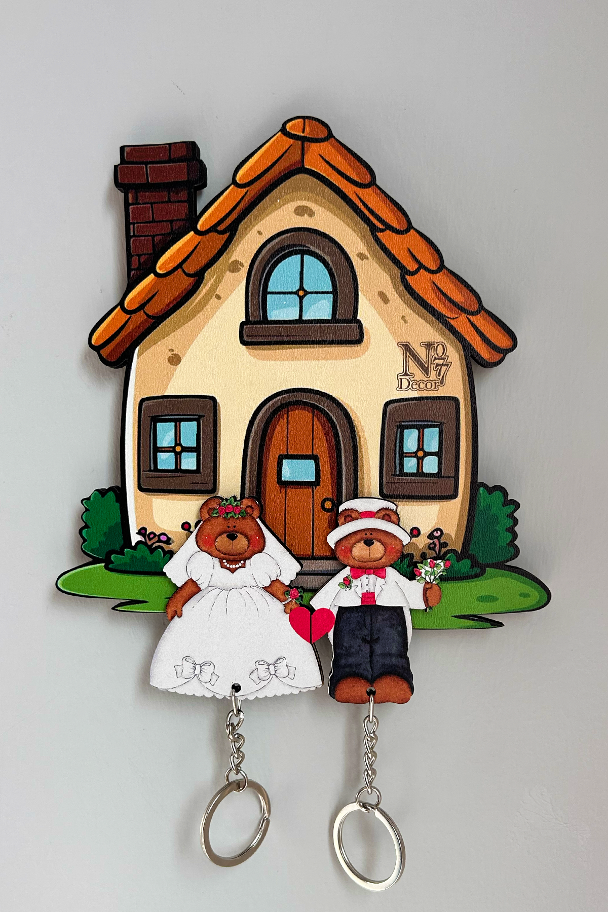 Kişiye Özel Çift & Aile İsimli Duvar Askılı Ahşap Anahtarlık