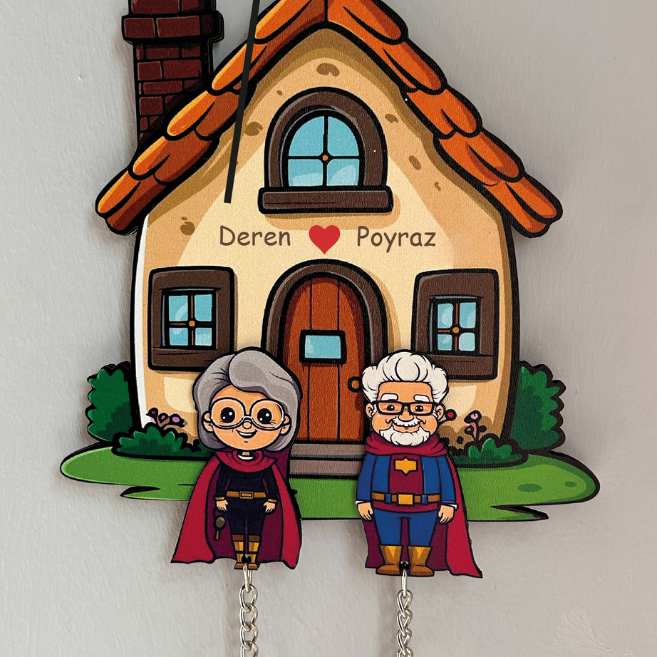 Kişiye Özel Çift & Aile İsimli Duvar Askılı Ahşap Anahtarlık