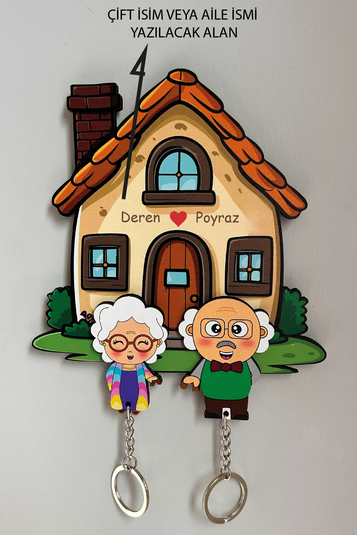 Kişiye Özel Çift & Aile İsimli Duvar Askılı Ahşap Anahtarlık