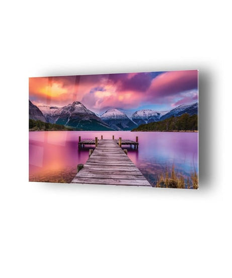 Ahşap İskele Ve Göl Temalı Cam Tablo