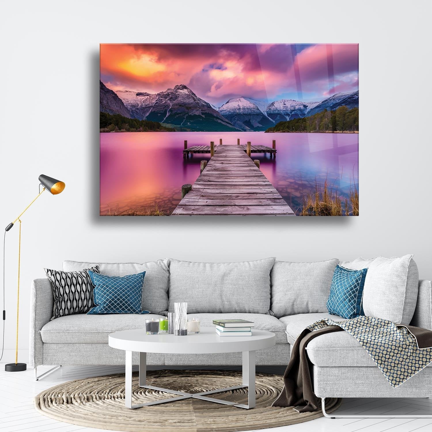 Ahşap İskele Ve Göl Temalı Cam Tablo