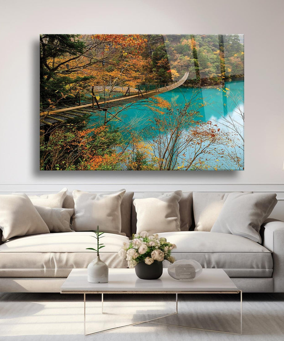 Ahşap Köprü Temalı Cam Tablo