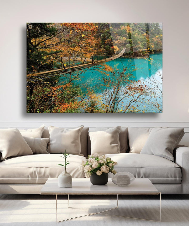 Ahşap Köprü Temalı Cam Tablo