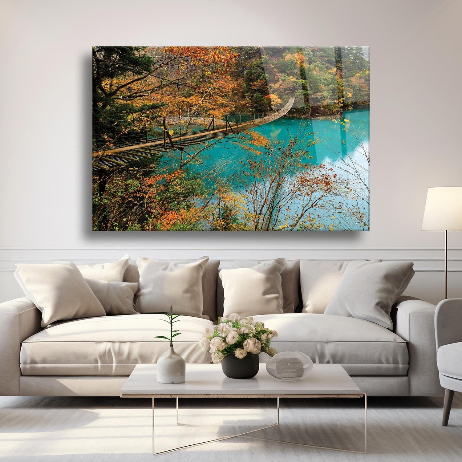 Ahşap Köprü Temalı Cam Tablo