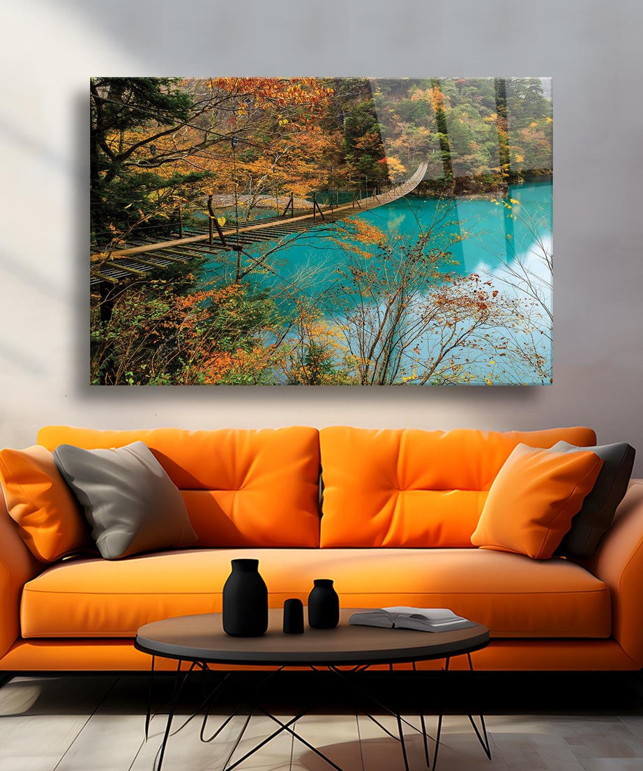 Ahşap Köprü Temalı Cam Tablo