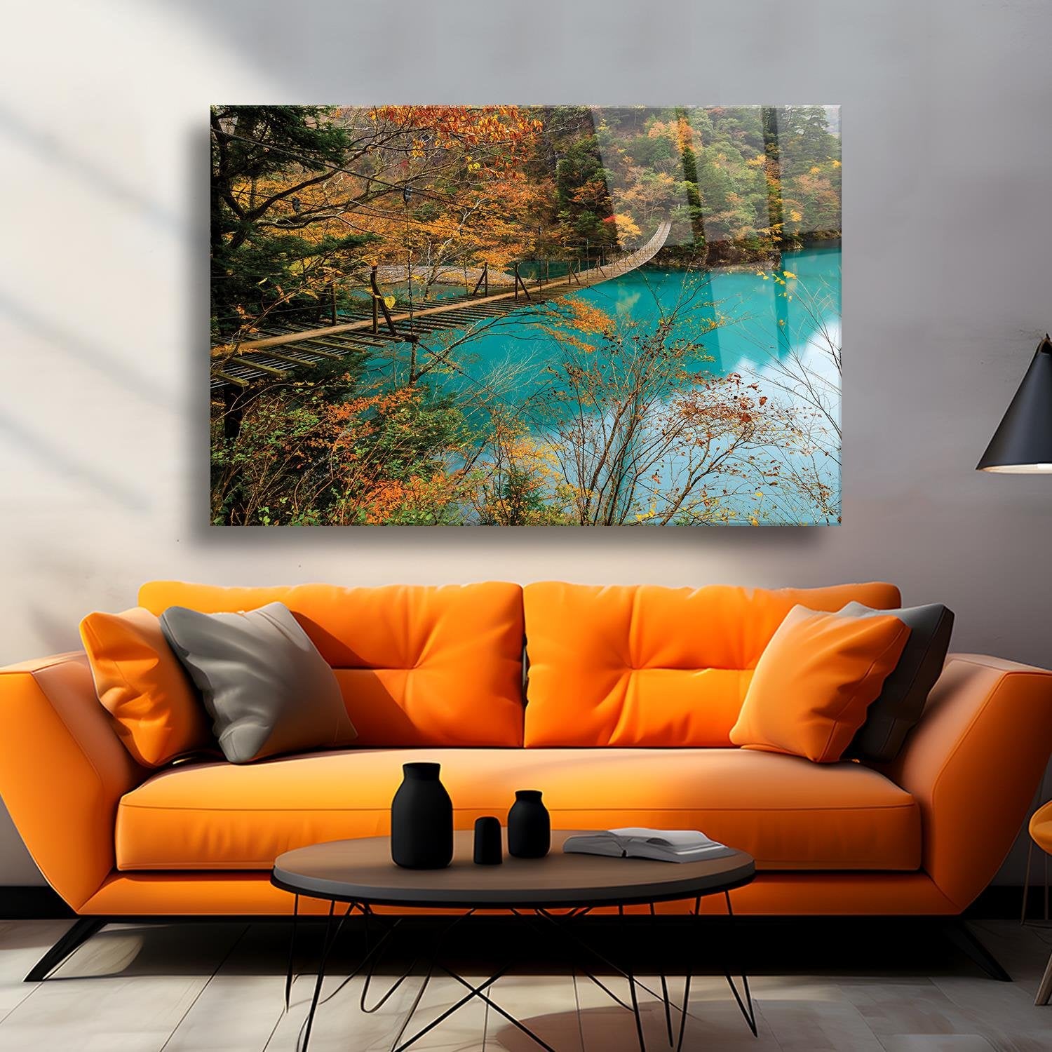 Ahşap Köprü Temalı Cam Tablo