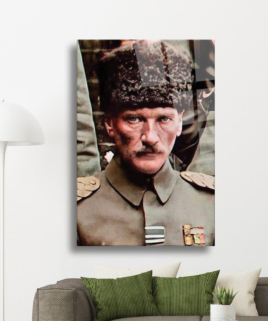 Atatürk Komutan Temalı Dayanıklı Cam Tablo