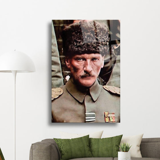 Atatürk Komutan Temalı Dayanıklı Cam Tablo