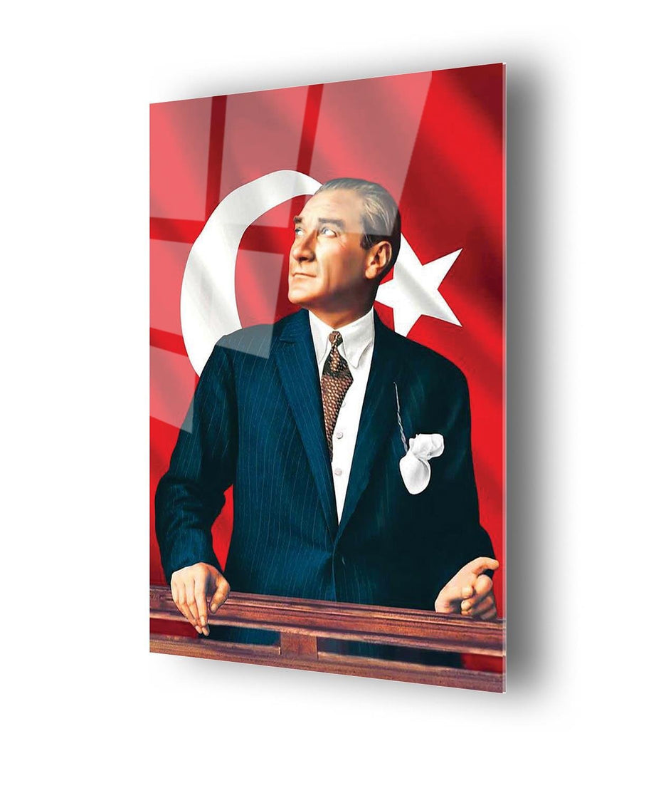 Atatürk Serisi Türk Bayrağı Temalı Dayanıklı Cam Tablo