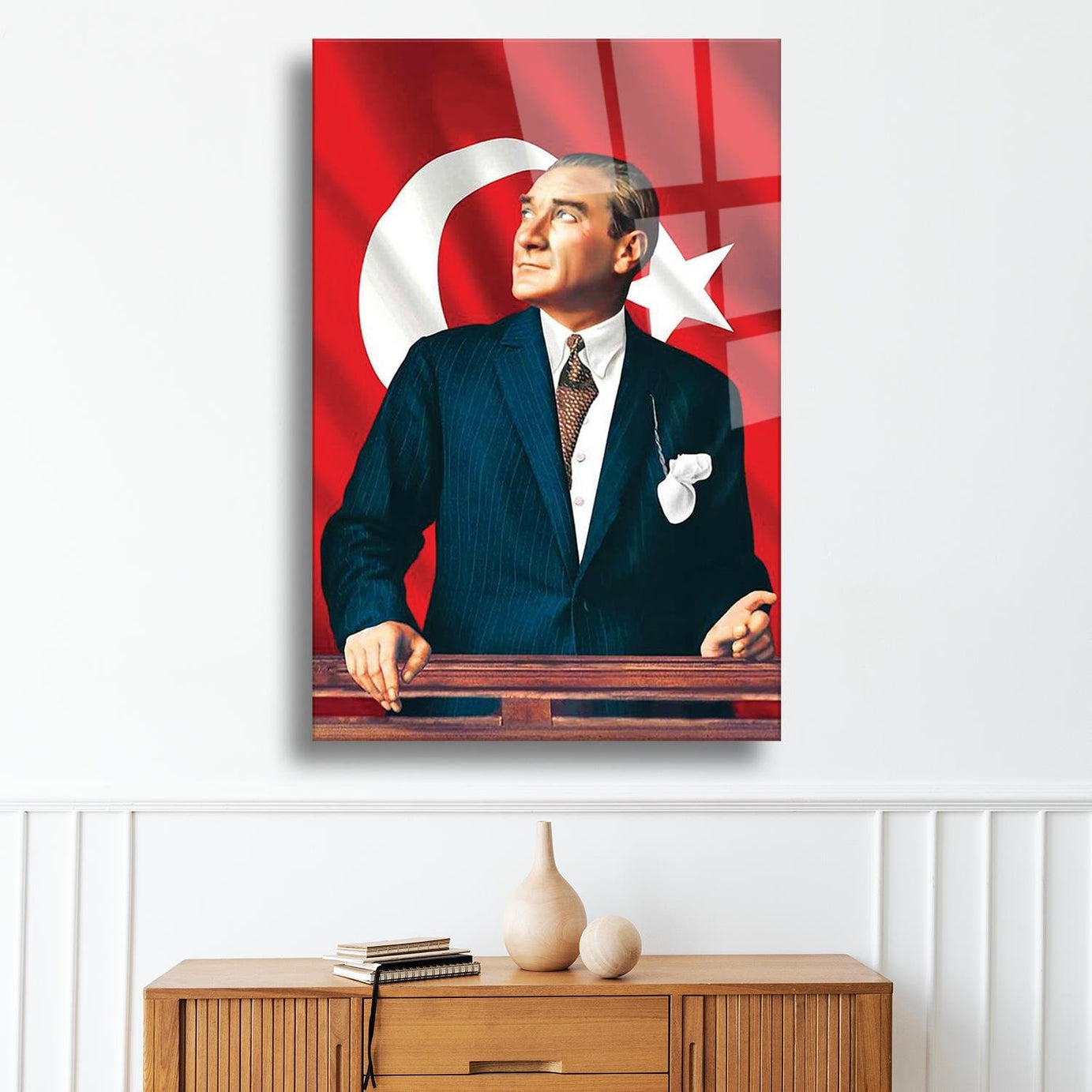 Atatürk Serisi Türk Bayrağı Temalı Dayanıklı Cam Tablo
