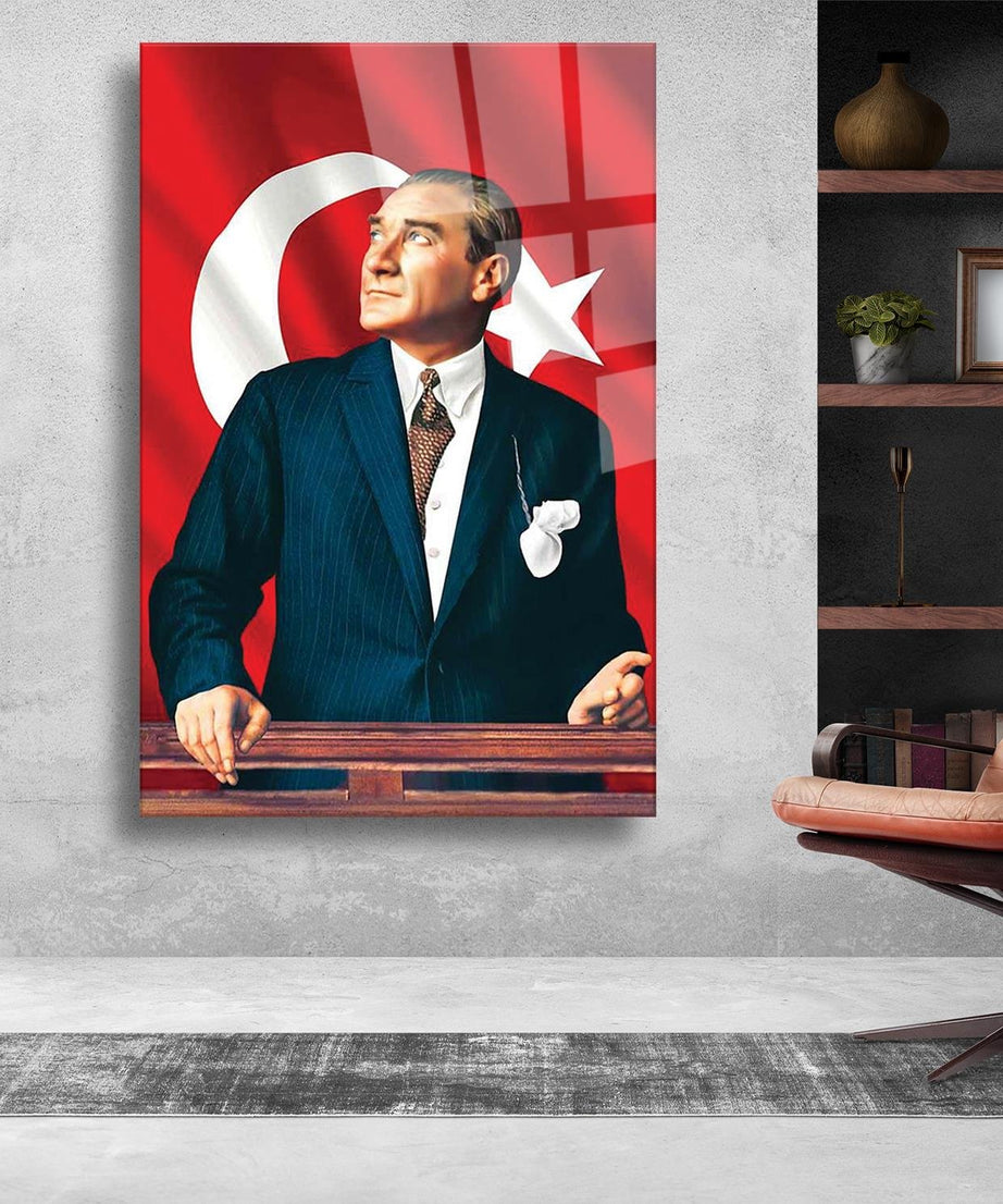Atatürk Serisi Türk Bayrağı Temalı Dayanıklı Cam Tablo