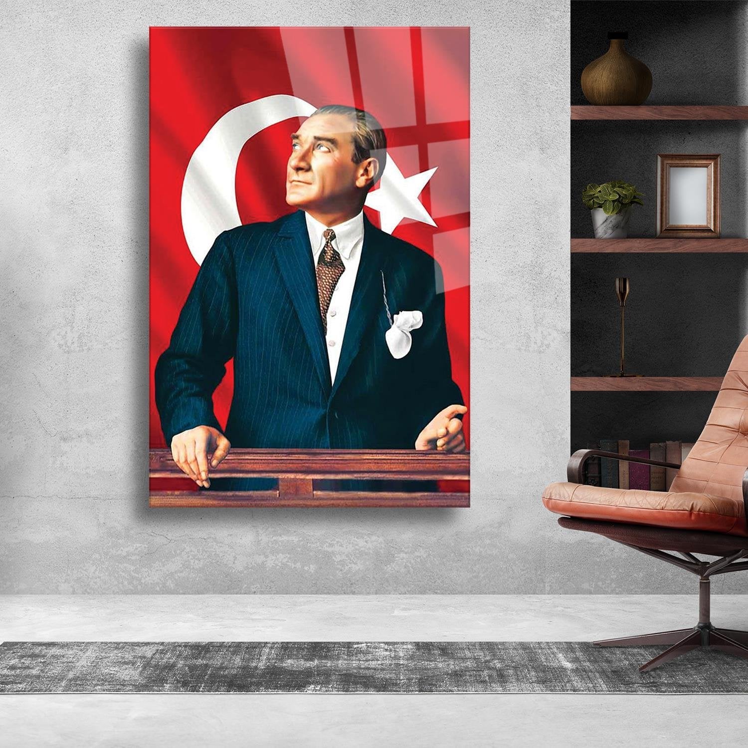 Atatürk Serisi Türk Bayrağı Temalı Dayanıklı Cam Tablo