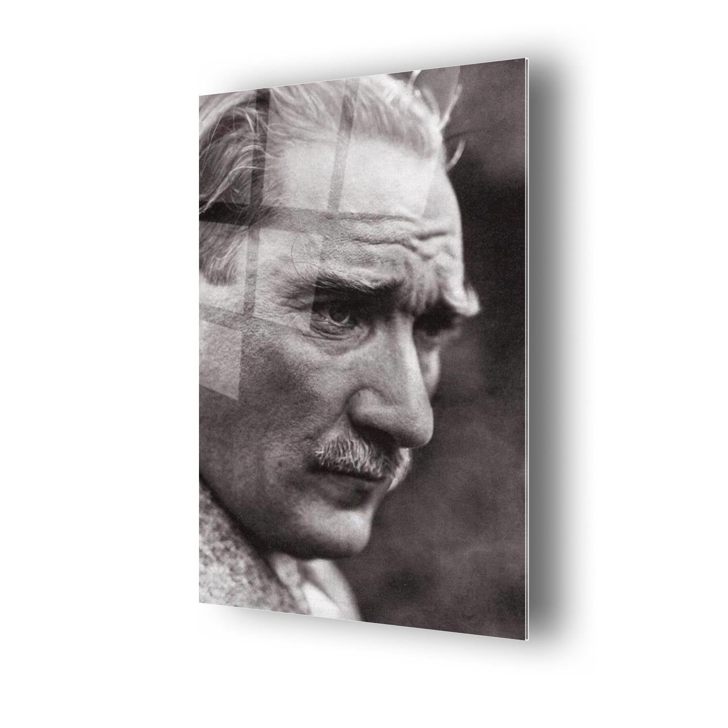 Atatürk Siyah Beyaz Temalı Dayanıklı Cam Tablo