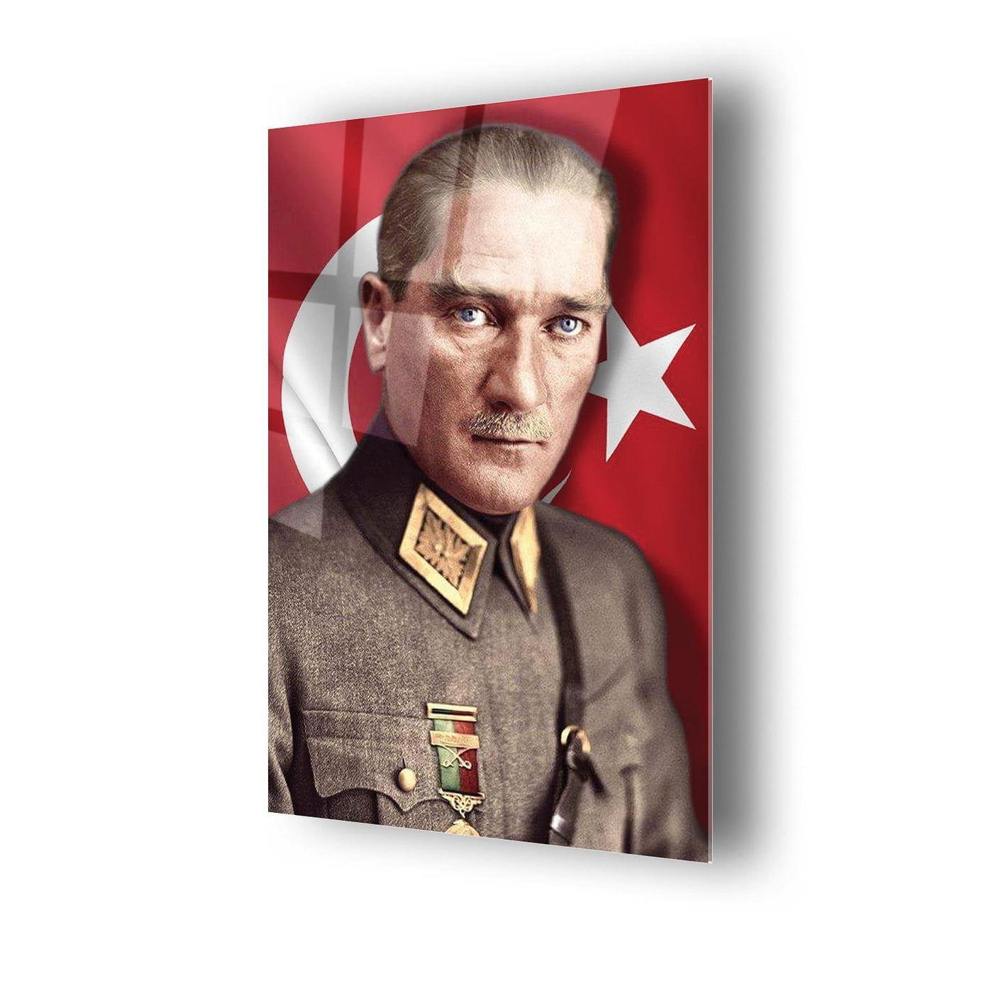 Atatürk Türk Bayrağı Temalı Dayanıklı Cam Tablo