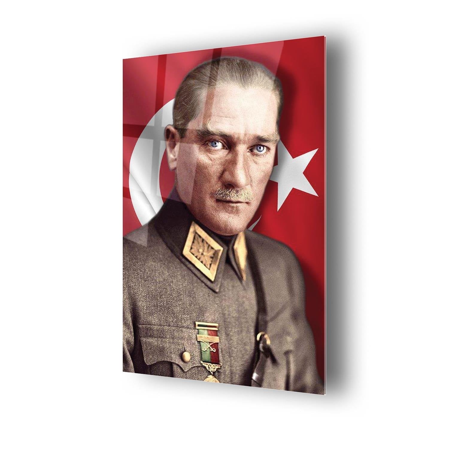 Atatürk Türk Bayrağı Temalı Dayanıklı Cam Tablo