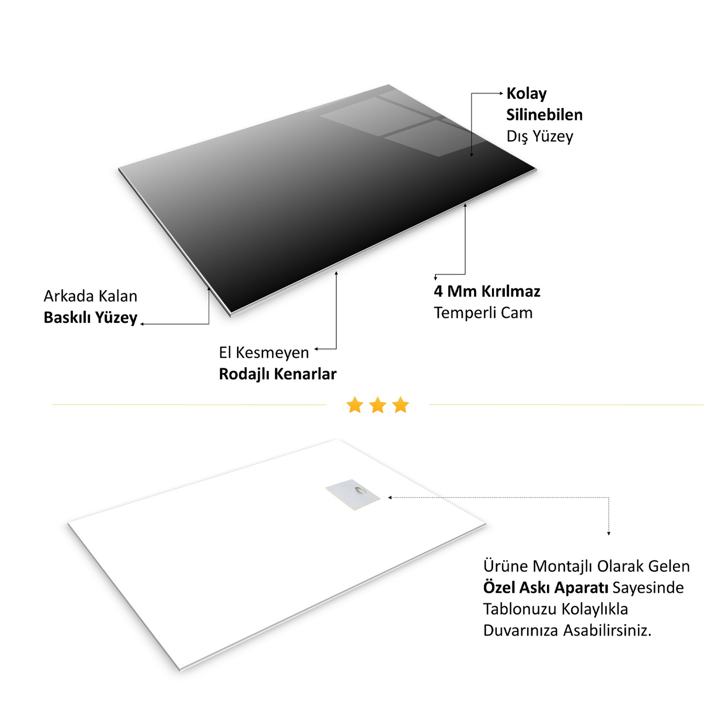 Van Kalesi ve Van Gölü Temalı Temperli Saatli Cam Tablo