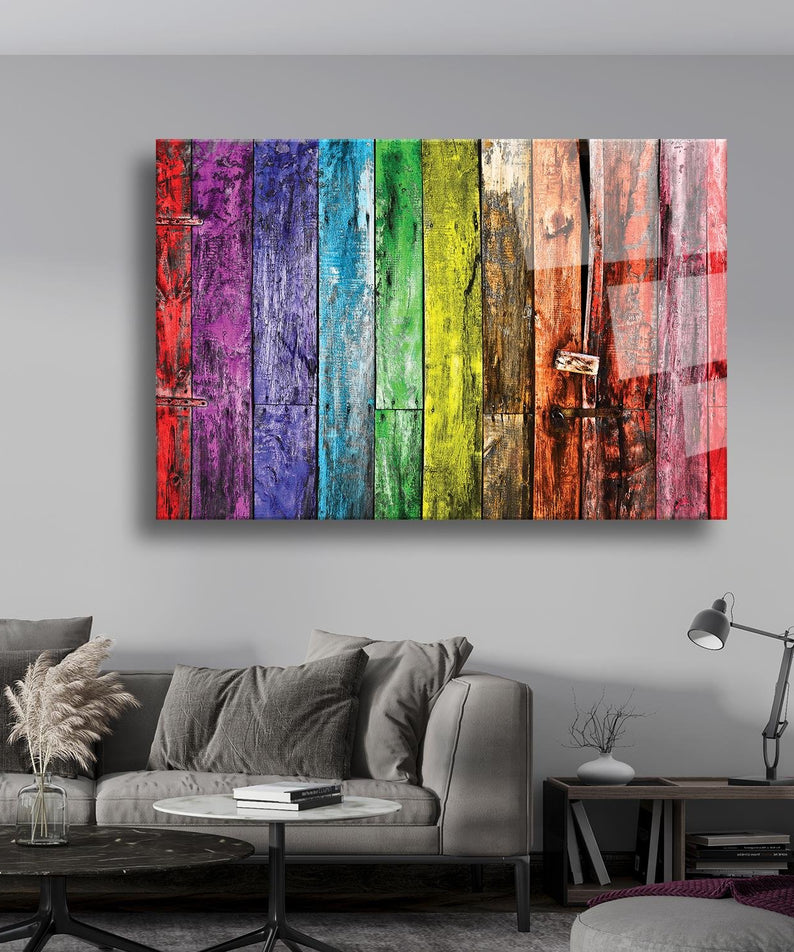 Boyalı Çit Temalı Cam Tablo