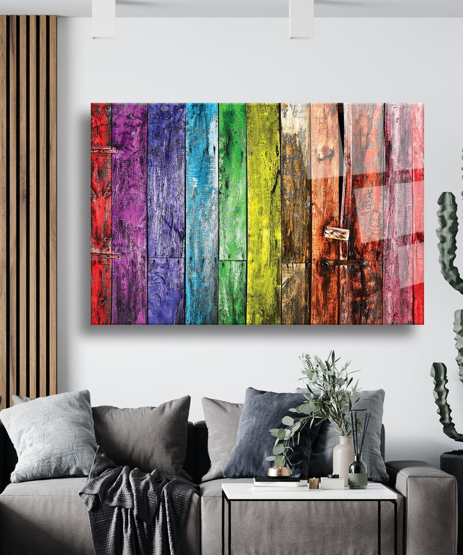 Boyalı Çit Temalı Cam Tablo