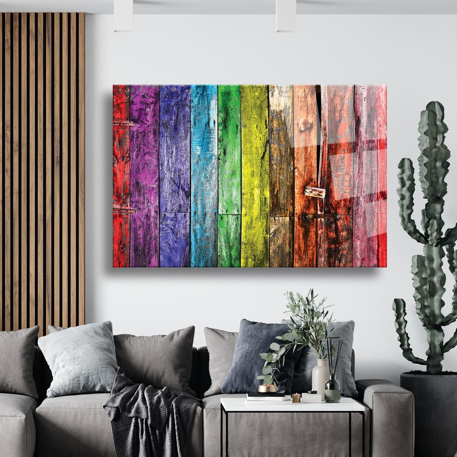 Boyalı Çit Temalı Cam Tablo