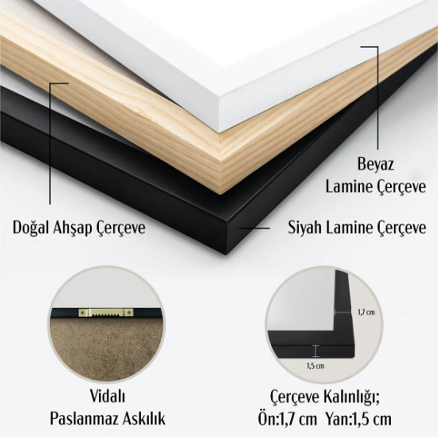 Flower Serisi 2 Parça Doğal Ahşap Çerçeveli Tablo