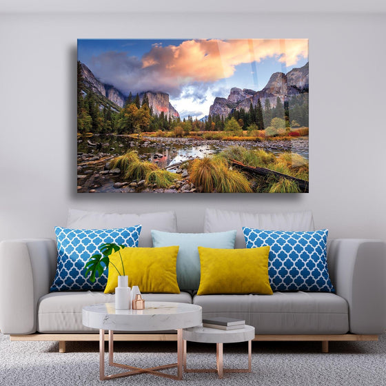 Dağ Manzarası Temalı Cam Tablo