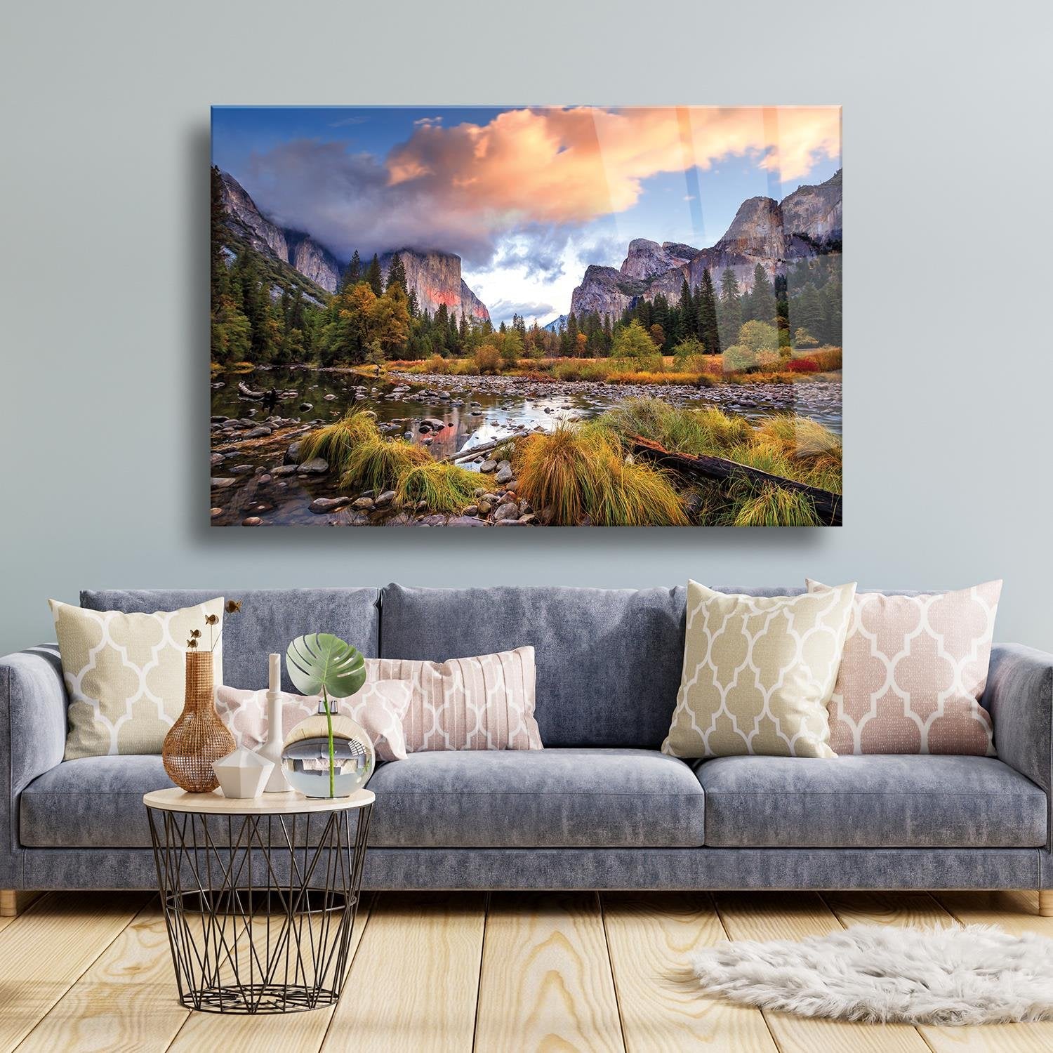 Dağ Manzarası Temalı Cam Tablo