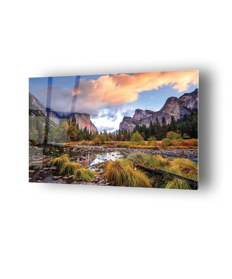 Dağ Manzarası Temalı Cam Tablo