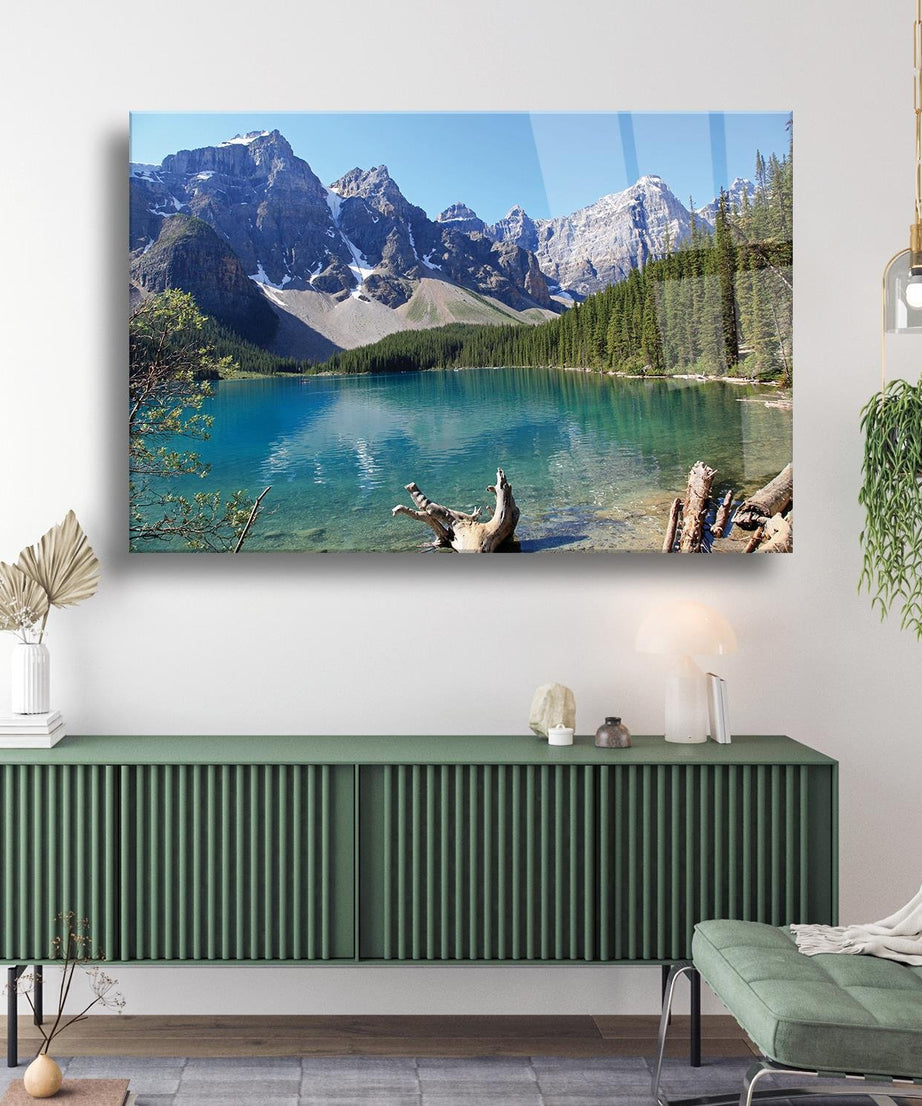 Dağ Ve Göl Temalı Cam Tablo