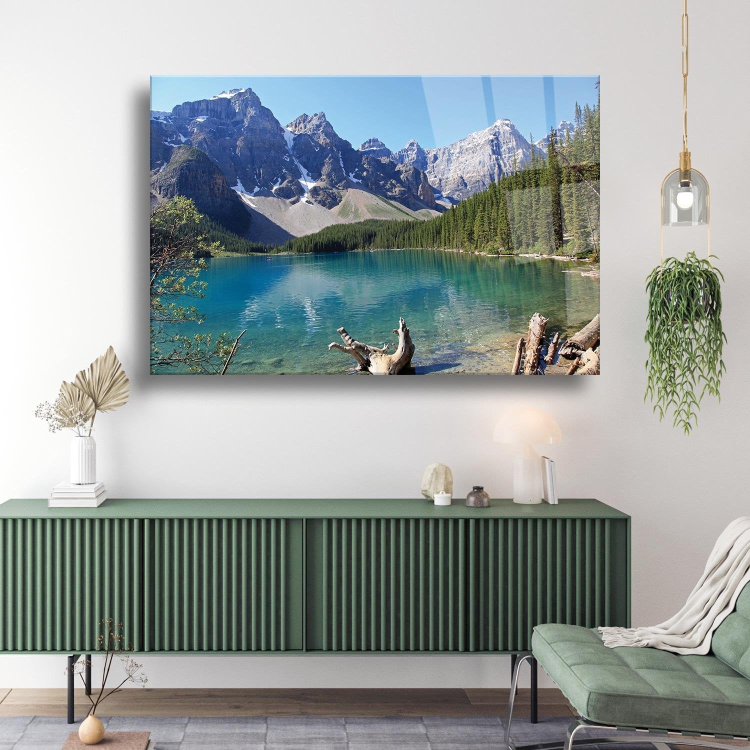 Dağ Ve Göl Temalı Cam Tablo