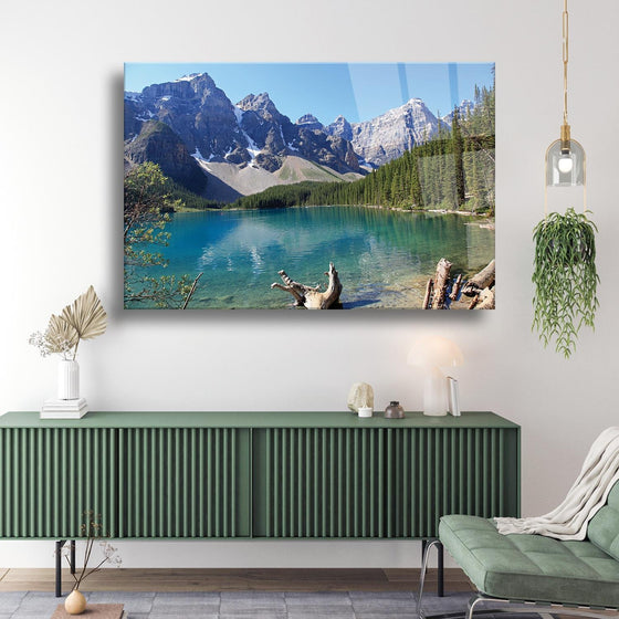 Dağ Ve Göl Temalı Cam Tablo