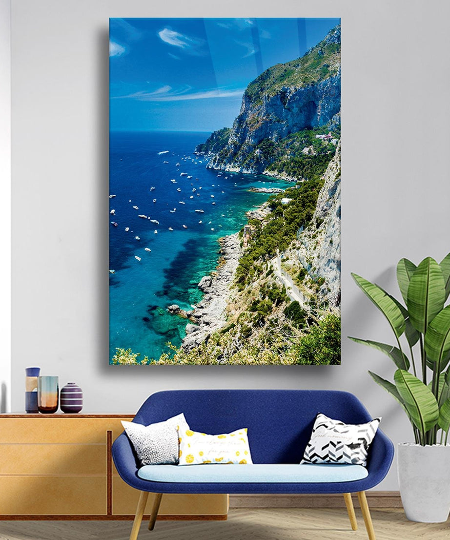 Deniz Manzarası Temalı Cam Tablo